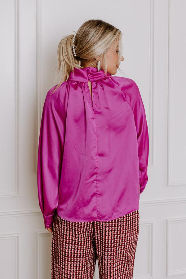 Impressions VIP Flight Plans Satin Top In Fuchsia