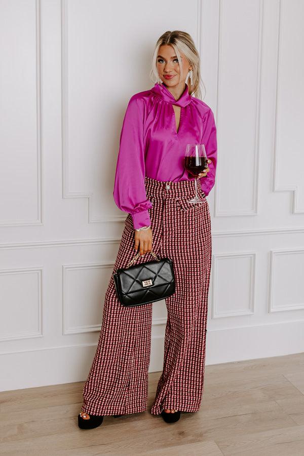 Impressions VIP Flight Plans Satin Top in Fuchsia