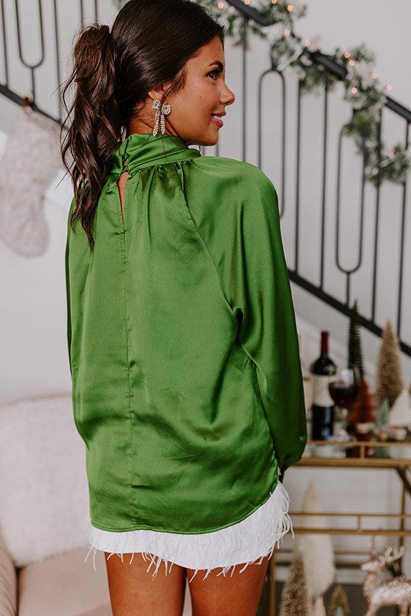 Impressions VIP Flight Plans Satin Top In Olive