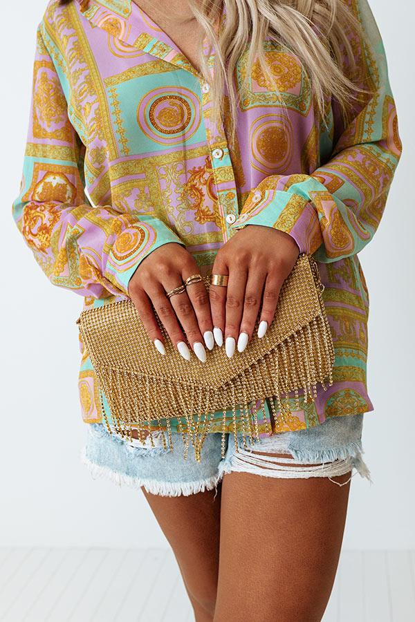 Impressions VIP Party Rhinestone Clutch In Gold