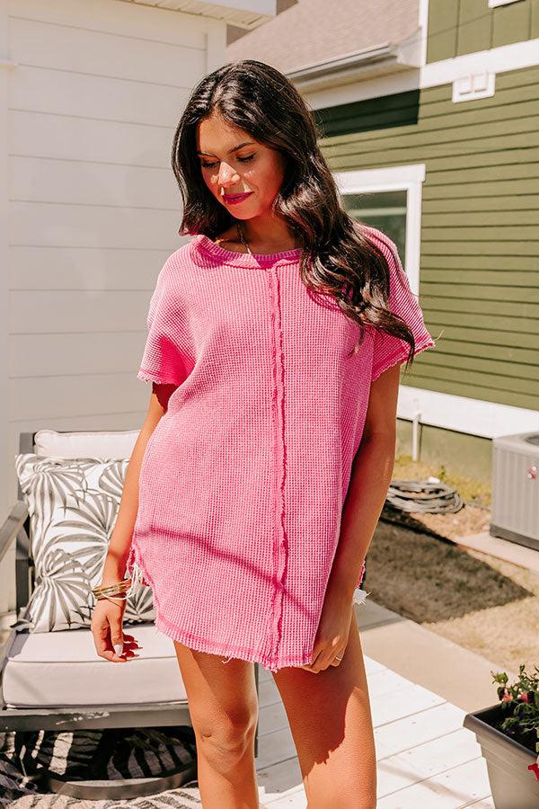 Impressions Visions Of You Waffle Knit Top In Pink