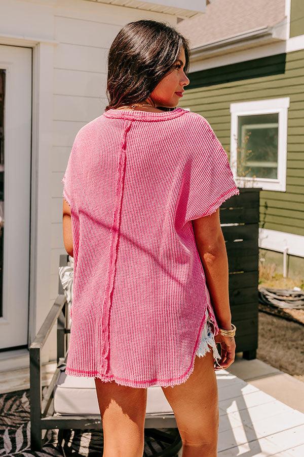 Impressions Visions Of You Waffle Knit Top In Pink