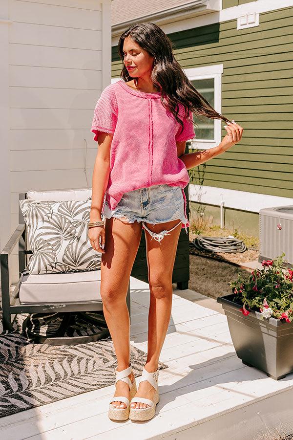 Impressions Visions Of You Waffle Knit Top In Pink