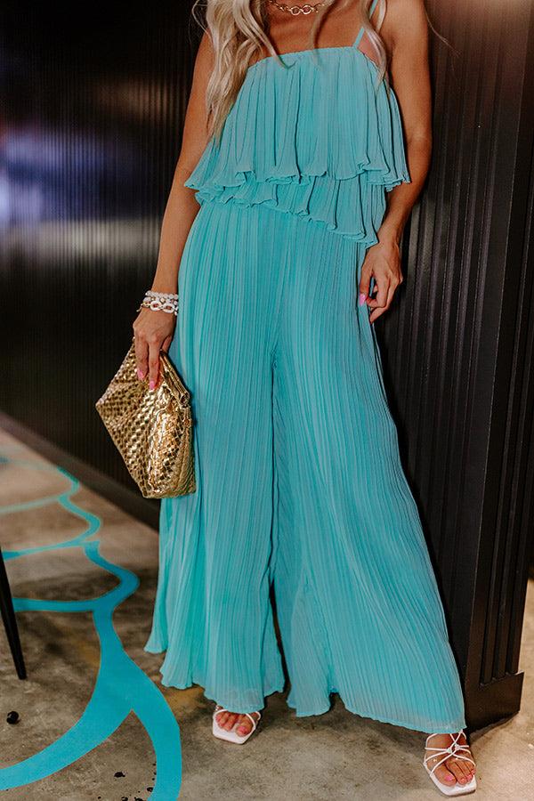 Impressions Visiting Italy Pleated Pants In Aqua