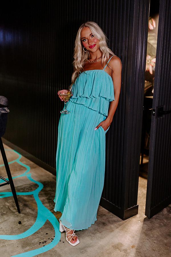 Impressions Visiting Italy Pleated Top In Aqua