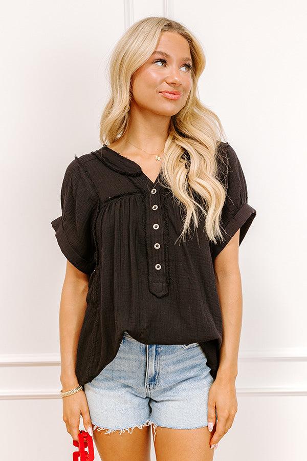 Impressions Vista Views Gauze Top In Black