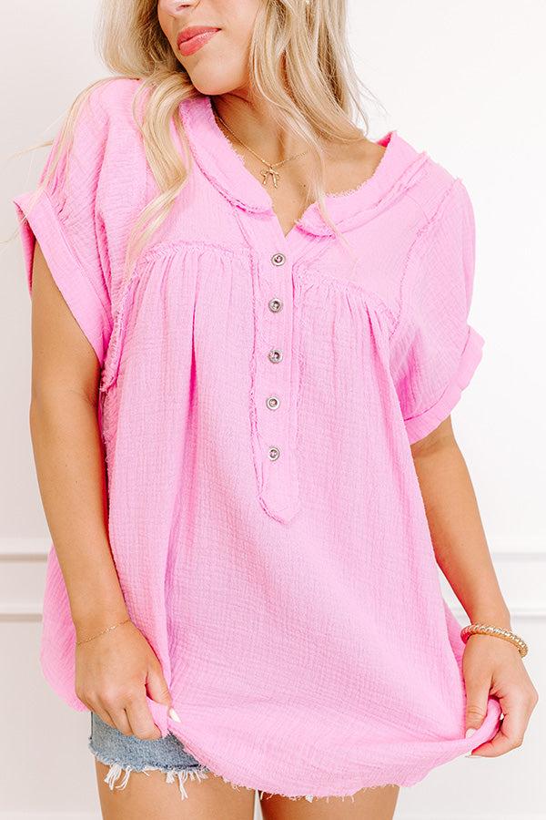Impressions Vista Views Gauze Top In Pink
