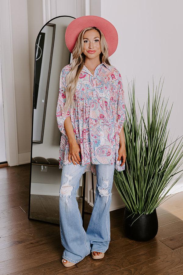 Impressions Viva La Travel Paisley Tunic In Pink