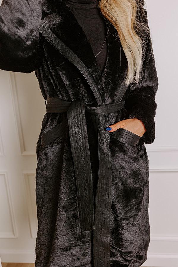 Impressions Warm Embrace Plush Coat In Black