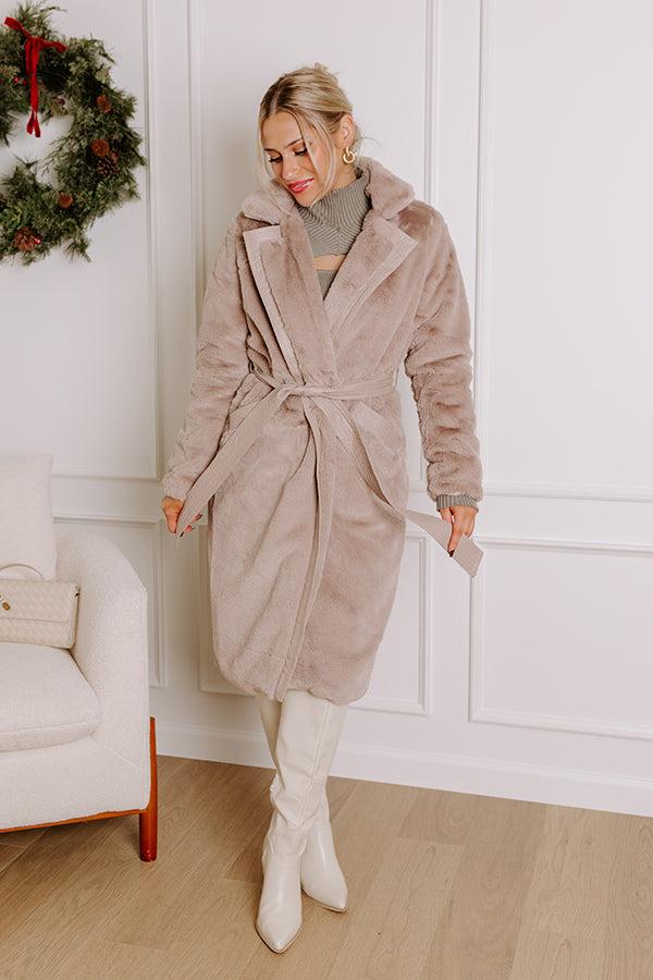 Impressions Warm Embrace Plush Coat In Taupe