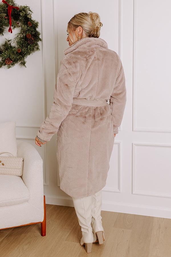 Impressions Warm Embrace Plush Coat In Taupe