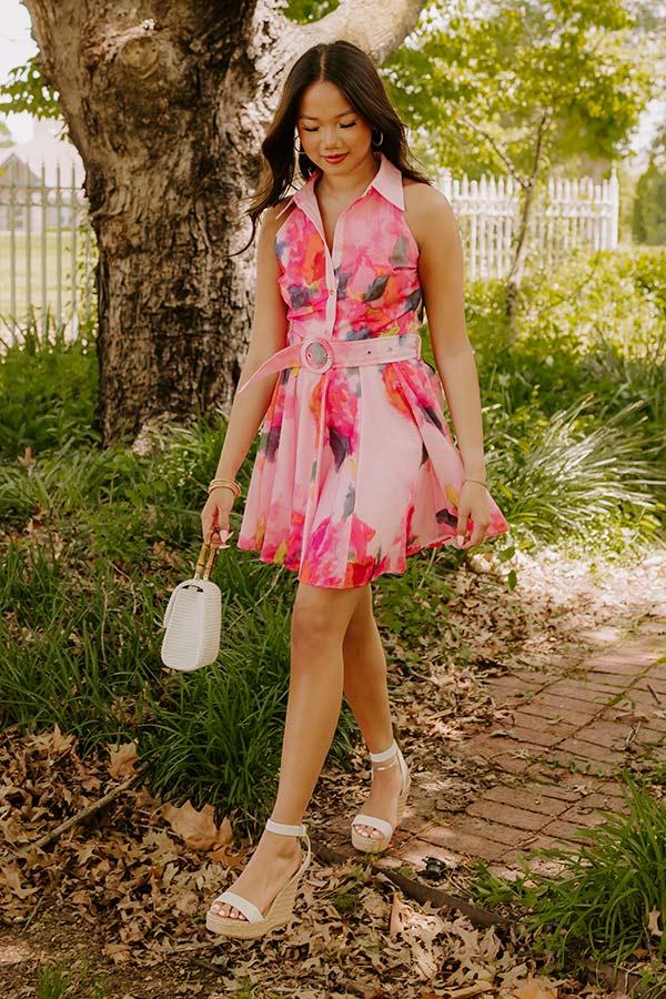 Impressions Watercolor Blooms Mini Dress