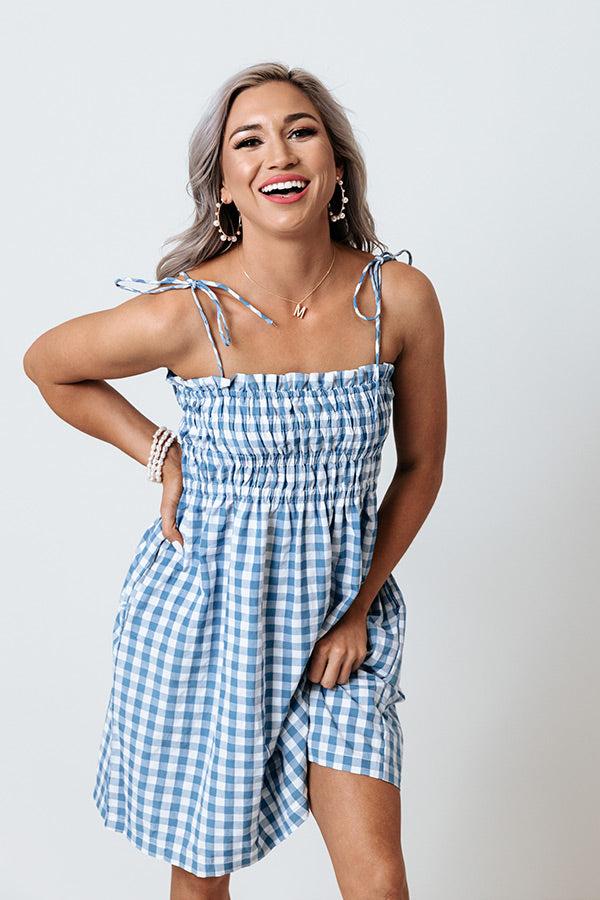 Impressions Waterloo Gingham Dress In Blue