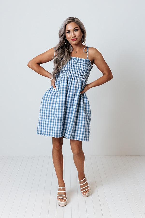 Impressions Waterloo Gingham Dress In Blue