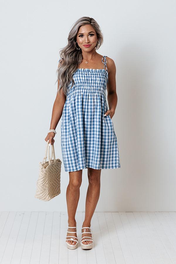 Impressions Waterloo Gingham Dress In Blue