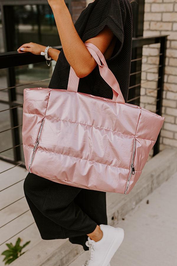 Impressions Weekend Getaway Puffer Tote In Pink