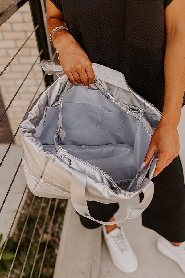 Impressions Weekend Getaway Puffer Tote In Silver