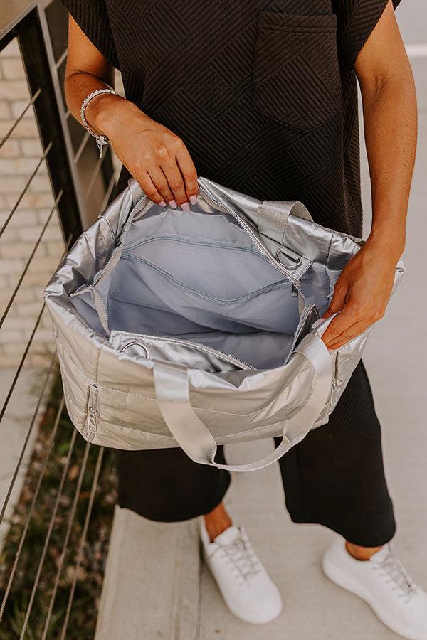 Impressions Weekend Getaway Puffer Tote In Silver