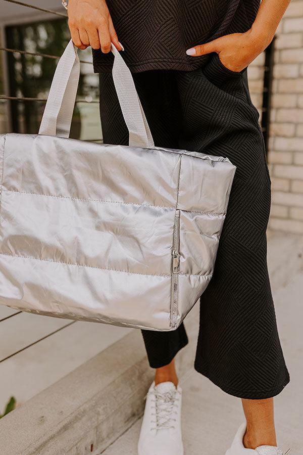 Impressions Weekend Getaway Puffer Tote In Silver