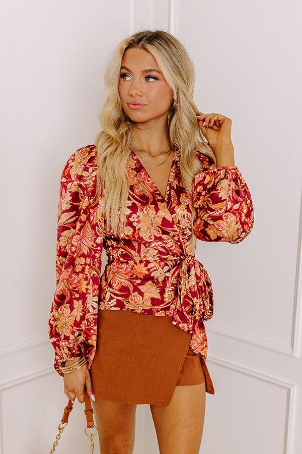 Impressions Whirl The Night Away Satin Wrap Top