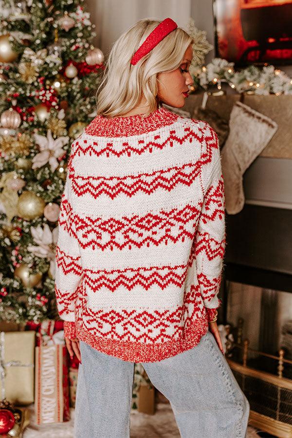 Impressions Whispering Pines Knit Sweater In Red