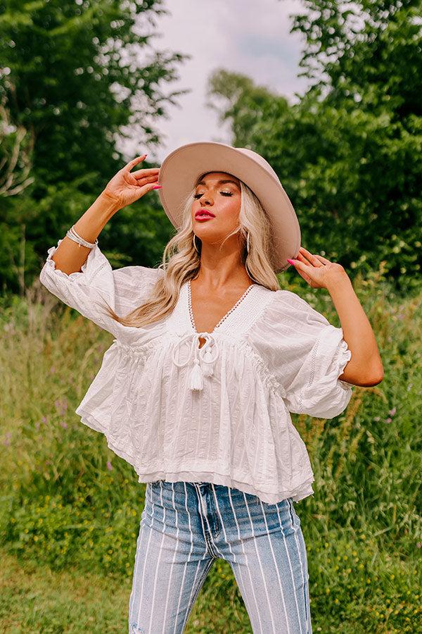 Impressions Wild Dreams Babydoll Top In White