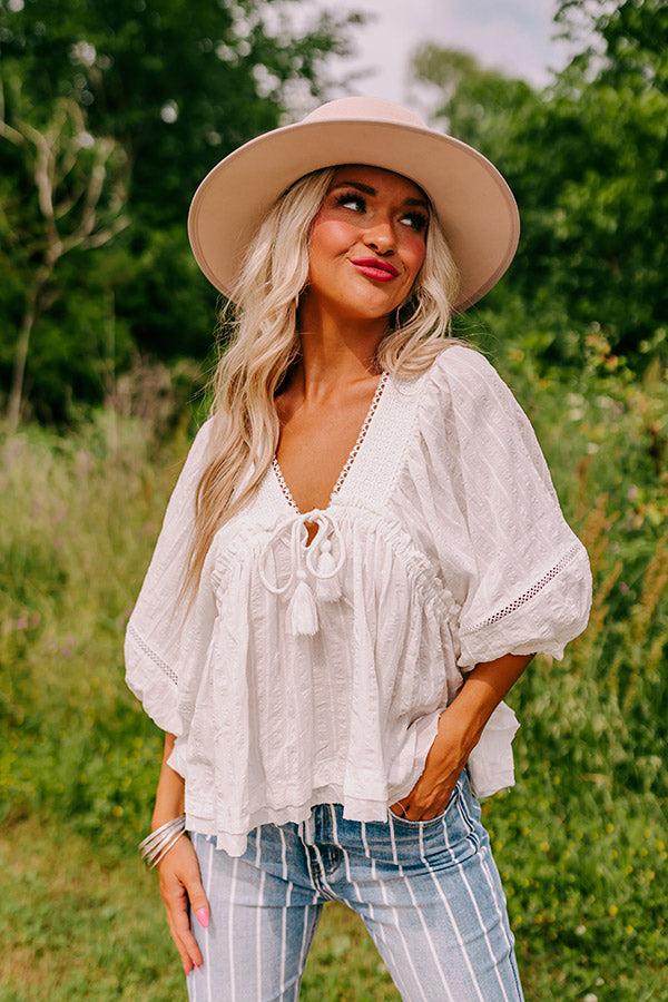 Impressions Wild Dreams Babydoll Top In White