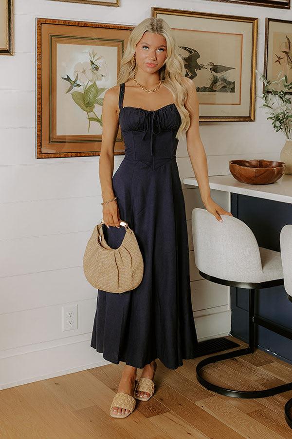 Impressions Willow Whisper Linen-Blend Midi Dress