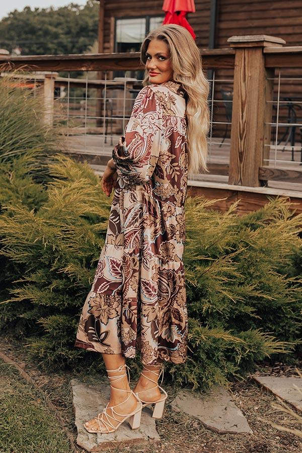 Impressions Wine Mixer Meet Up Satin Floral Midi