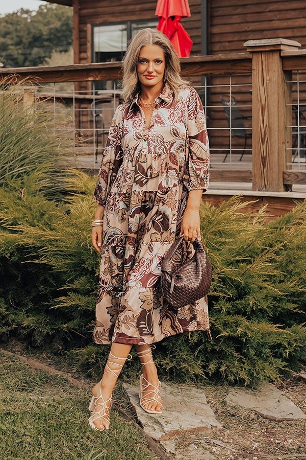 Impressions Wine Mixer Meet Up Satin Floral Midi