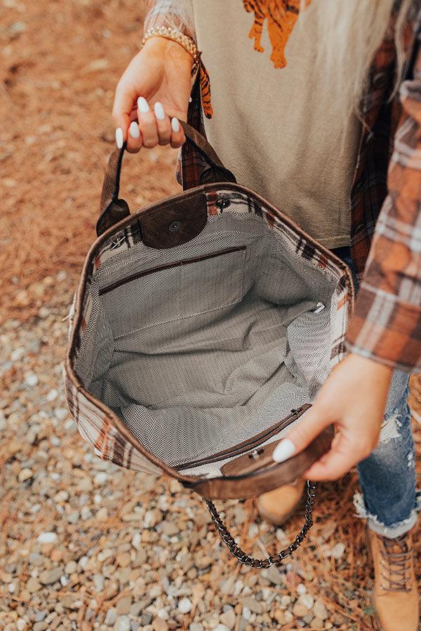 Impressions Wintry Dreams Plaid Tote In Chocolate