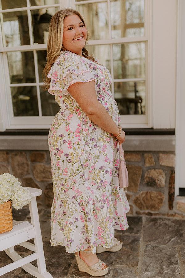 Impressions Wisteria Lane Floral Midi Dress Curves