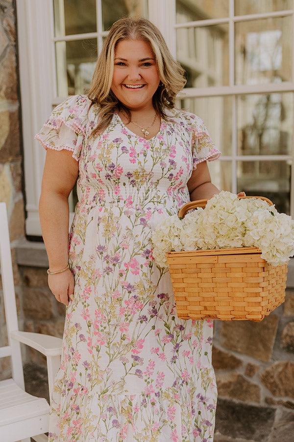 Impressions Wisteria Lane Floral Midi Dress Curves