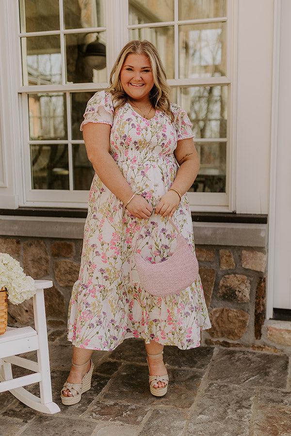 Impressions Wisteria Lane Floral Midi Dress Curves