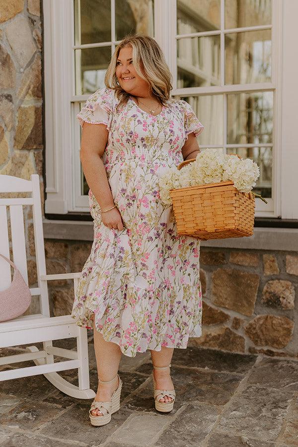 Impressions Wisteria Lane Floral Midi Dress Curves