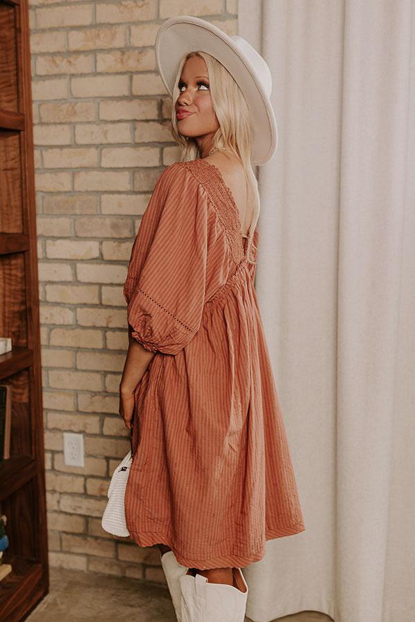 Impressions Writers Retreat Babydoll Dress In Rust