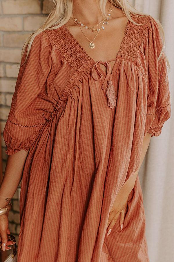 Impressions Writers Retreat Babydoll Dress In Rust