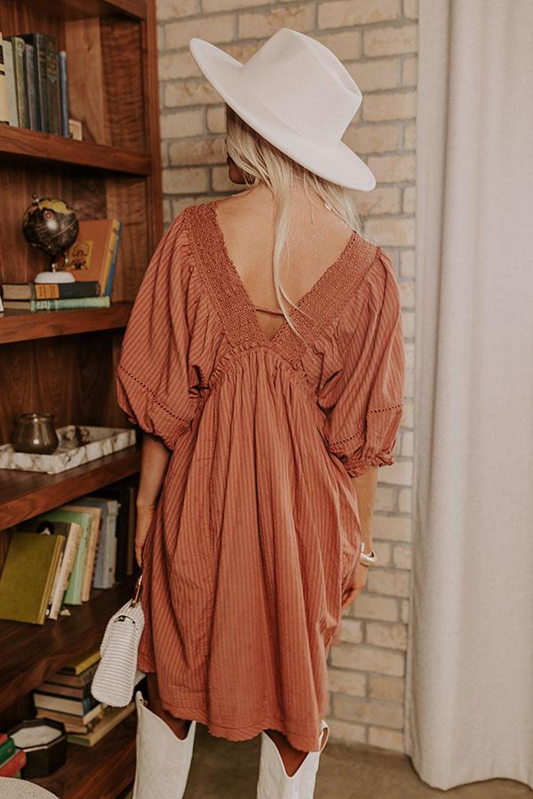 Impressions Writers Retreat Babydoll Dress In Rust