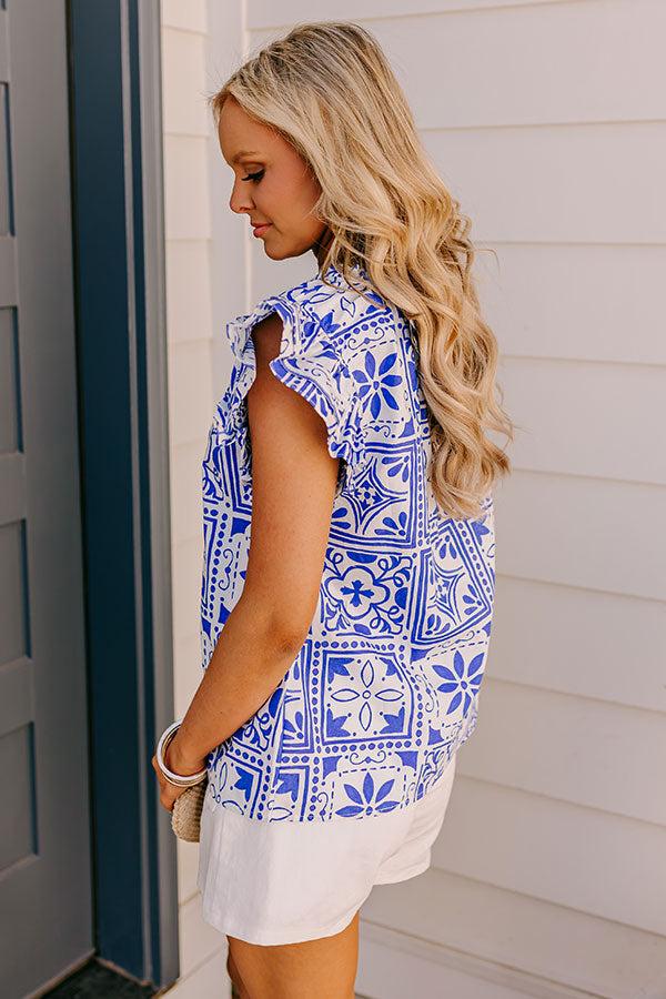 Impressions Inspiring Sights Floral Top In Royal Blue