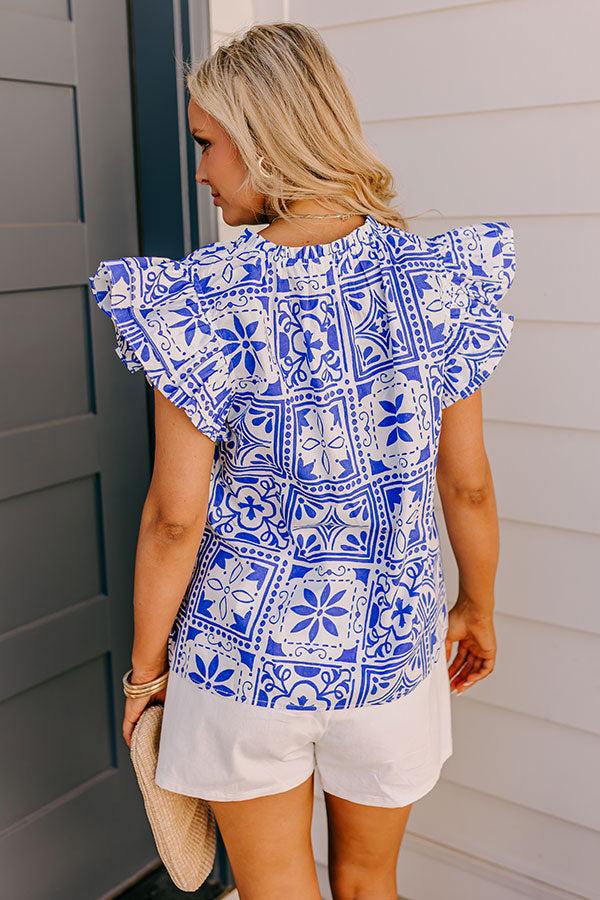 Impressions Inspiring Sights Floral Top In Royal Blue