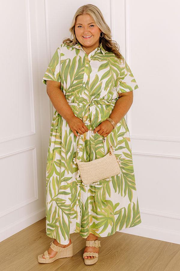 Impressions Island Oasis Button Down Midi Dress Curves
