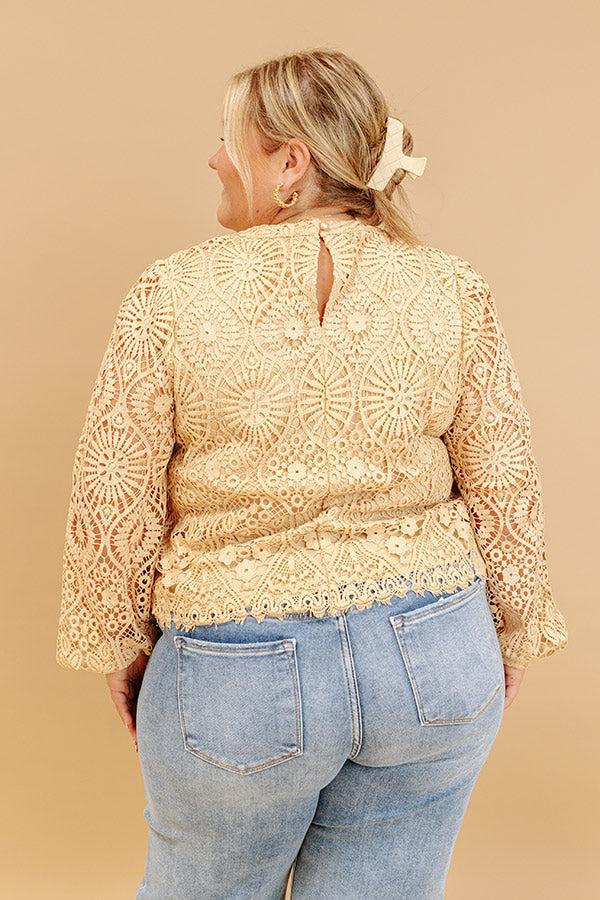 Impressions It's In The Details Crochet Top In Beige Curves