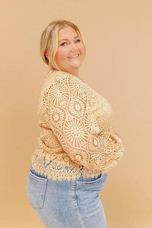 Impressions It's In The Details Crochet Top In Beige Curves