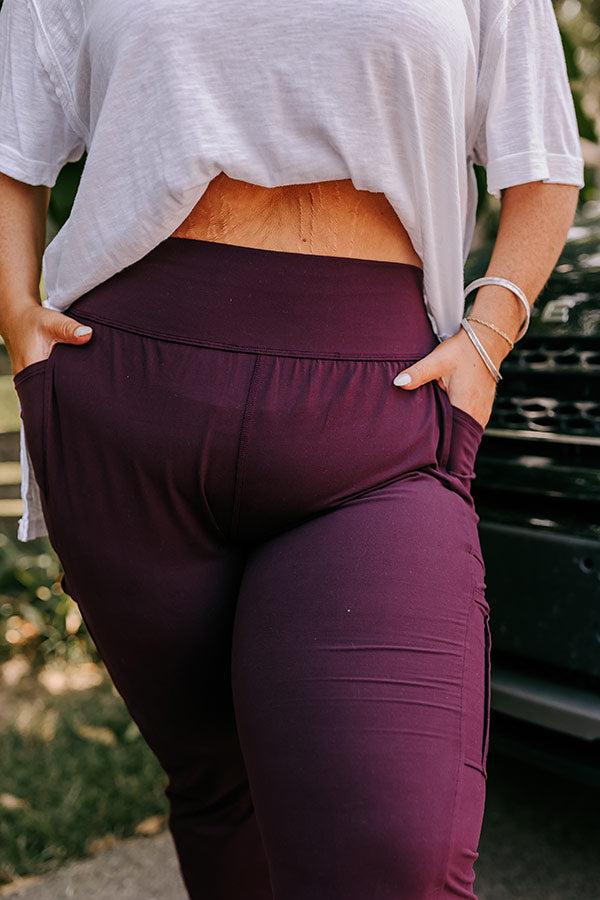 Impressions Ivy League Style High Waist Butter Soft Joggers In Royal Plum Curves