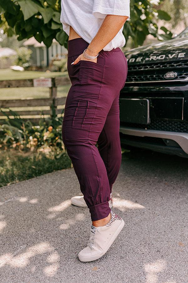 Impressions Ivy League Style High Waist Butter Soft Joggers In Royal Plum Curves