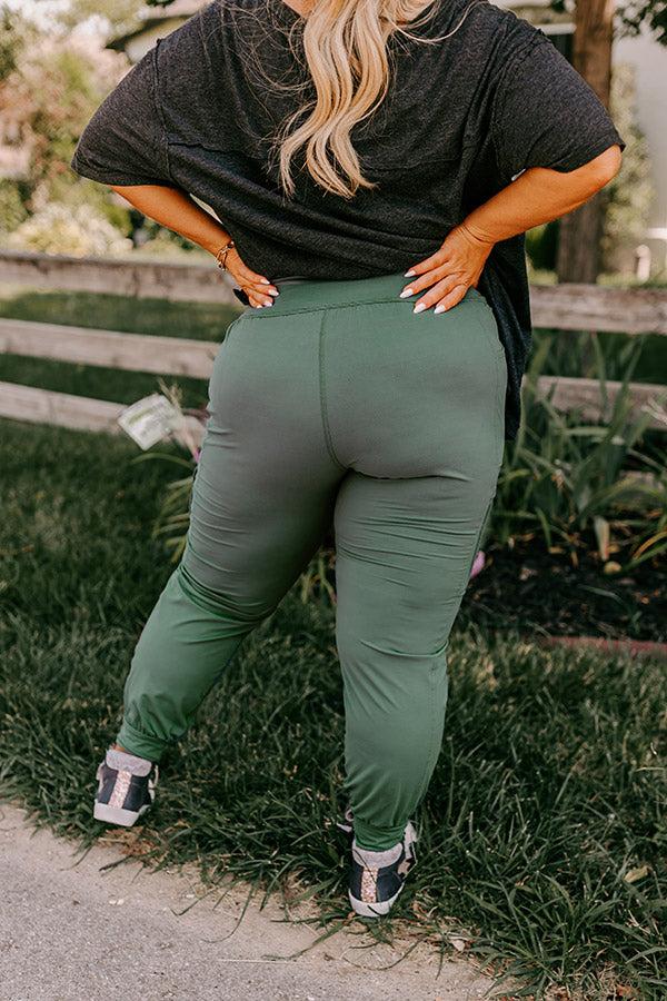 Impressions Ivy League Style High Waist Butter Soft Joggers In Light Forest Curves
