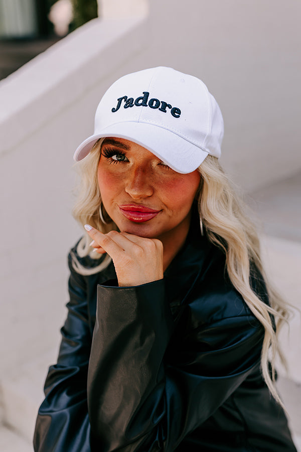 Impressions J'adore Embroidered Baseball Cap In White