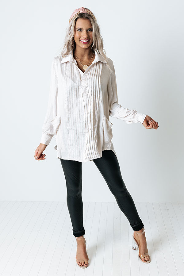 Impressions Jetting Up The Coast Satin Top In Light Birch