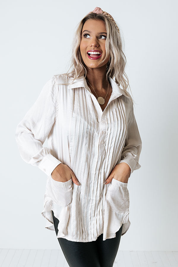 Impressions Jetting Up The Coast Satin Top In Light Birch