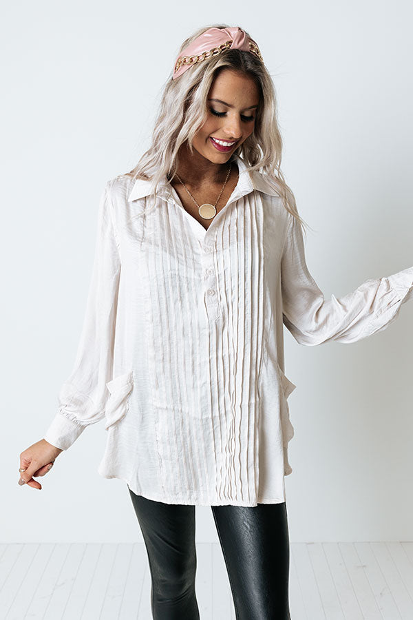 Impressions Jetting Up The Coast Satin Top In Light Birch